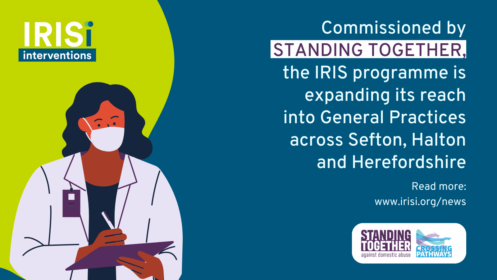 IRISi is thrilled to announce the launch of the IRIS programme in in general practices across Sefton, Halton and Herefordshire – where the initiative will be delivered in partnership with SWACA (Sefton Women’s Aid and Children’s Aid), Halton Domestic Abuse Service and WMWA (West Mercia Women’s Aid).